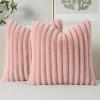 MIULEE Faux Fur Decorative Throw Pillow Covers 18×18 Inch Set of 2, Coastal Modern Art Spring Home Decor Soft Plush Couch Pillows Cozy Fluffy Cushion Covers for Sofa Bed Grey Blue(Pink)