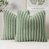 MIULEE Faux Fur Decorative Throw Pillow Covers 18×18 Inch Set of 2, Coastal Modern Art Spring Home Decor Soft Plush Couch Pillows Cozy Fluffy Cushion Covers for Sofa Bed Grey Blue(Sage Green)