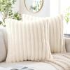 MIULEE Faux Fur Decorative Throw Pillow Covers 18×18 Inch Set of 2, Coastal Modern Art Spring Home Decor Soft Plush Couch Pillows Cozy Fluffy Cushion Covers for Sofa Bed Grey Blue(Cream)