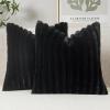 MIULEE Faux Fur Decorative Throw Pillow Covers 18×18 Inch Set of 2, Coastal Modern Art Spring Home Decor Soft Plush Couch Pillows Cozy Fluffy Cushion Covers for Sofa Bed Grey Blue(Black)
