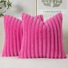 MIULEE Faux Fur Decorative Throw Pillow Covers 18×18 Inch Set of 2, Coastal Modern Art Spring Home Decor Soft Plush Couch Pillows Cozy Fluffy Cushion Covers for Sofa Bed Grey Blue(Hot Pink)