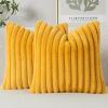 MIULEE Faux Fur Decorative Throw Pillow Covers 18×18 Inch Set of 2, Coastal Modern Art Spring Home Decor Soft Plush Couch Pillows Cozy Fluffy Cushion Covers for Sofa Bed Grey Blue(Mustard Yellow)