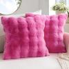 MIULEE Faux Fur Pillow Covers Thick Soft Plush Christmas Throw Pillows Luxury Spring Home Decor for Winter Holiday Couch Bedroom Living Room Sofa,18×18 Inch Pack of 2 White(Hot Pink)