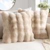 MIULEE Faux Fur Pillow Covers Thick Soft Plush Christmas Throw Pillows Luxury Spring Home Decor for Winter Holiday Couch Bedroom Living Room Sofa,18×18 Inch Pack of 2 White(Khaki)