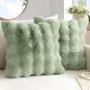 MIULEE Faux Fur Pillow Covers Thick Soft Plush Christmas Throw Pillows Luxury Spring Home Decor for Winter Holiday Couch Bedroom Living Room Sofa,18×18 Inch Pack of 2 White(Sage Green)