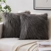 MIULEE Pack of 2 Decorative Faux Fur Throw Pillow Covers New Luxury Series Style Fluffy Pillow Case Cushion Cover for Sofa Bedroom Car 18 x 18 Grey