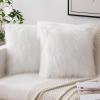 MIULEE Pack of 2 Decorative Faux Fur Throw Pillow Covers New Luxury Series Style Fluffy Pillow Case Cushion Cover for Sofa Bedroom Car White 18 x 18 Inch
