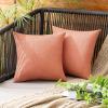 MIULEE Pack of 2 Decorative Outdoor Solid Waterproof Throw Pillow Covers Faux Linen Garden Farmhouse Cushion Cases for Summer Patio Tent Balcony Couch Sofa 16×16 Inch Navy(Coral Red)
