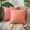 MIULEE Pack of 2 Decorative Outdoor Solid Waterproof Throw Pillow Covers Faux Linen Garden Farmhouse Cushion Cases for Summer Patio Tent Balcony Couch Sofa 16×16 Inch Navy(Blush Pink)
