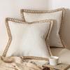 MIULEE Pack of 2 Decorative Throw Pillow Covers Modern Farmhouse Outdoor Summer Pillow Covers Neutral Linen Burlap Pillowcases Cushions for Couch Bed Living Room Sofa, Light Blue 18 x 18 inches(Natural White)