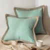MIULEE Pack of 2 Decorative Throw Pillow Covers Modern Farmhouse Outdoor Summer Pillow Covers Neutral Linen Burlap Pillowcases Cushions for Couch Bed Living Room Sofa, Light Blue 18 x 18 inches(Aqua)
