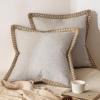 MIULEE Pack of 2 Decorative Throw Pillow Covers Modern Farmhouse Outdoor Summer Pillow Covers Neutral Linen Burlap Pillowcases Cushions for Couch Bed Living Room Sofa, Light Blue 18 x 18 inches(Greyish White)