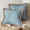 MIULEE Pack of 2 Decorative Throw Pillow Covers Modern Farmhouse Outdoor Summer Pillow Covers Neutral Linen Burlap Pillowcases Cushions for Couch Bed Living Room Sofa, Light Blue 18 x 18 inches(Light Blue)