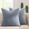 MIULEE Pack of 2 Throw Pillow Covers 18×18 Inch Neutral Khaki Faux Fur Decorative Sherpa Pillow Covers Fuzzy Accent Soft Sheepskin Fleece Cushion Cases for Boho Home Decor Couch Living Room Bed(Dusty Blue)