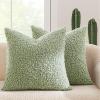 MIULEE Pack of 2 Throw Pillow Covers 18×18 Inch Neutral Khaki Faux Fur Decorative Sherpa Pillow Covers Fuzzy Accent Soft Sheepskin Fleece Cushion Cases for Boho Home Decor Couch Living Room Bed(Light Green)