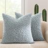 MIULEE Pack of 2 Throw Pillow Covers 18×18 Inch Neutral Khaki Faux Fur Decorative Sherpa Pillow Covers Fuzzy Accent Soft Sheepskin Fleece Cushion Cases for Boho Home Decor Couch Living Room Bed(Light Blue)