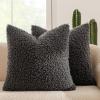 MIULEE Pack of 2 Throw Pillow Covers 18×18 Inch Neutral Khaki Faux Fur Decorative Sherpa Pillow Covers Fuzzy Accent Soft Sheepskin Fleece Cushion Cases for Boho Home Decor Couch Living Room Bed(Dark Gray)