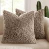 MIULEE Pack of 2 Throw Pillow Covers 18×18 Inch Neutral Khaki Faux Fur Decorative Sherpa Pillow Covers Fuzzy Accent Soft Sheepskin Fleece Cushion Cases for Boho Home Decor Couch Living Room Bed(Khaki)