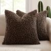MIULEE Pack of 2 Throw Pillow Covers 18×18 Inch Neutral Khaki Faux Fur Decorative Sherpa Pillow Covers Fuzzy Accent Soft Sheepskin Fleece Cushion Cases for Boho Home Decor Couch Living Room Bed(Chocolate)