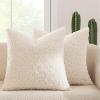 MIULEE Pack of 2 Throw Pillow Covers 18×18 Inch Neutral Khaki Faux Fur Decorative Sherpa Pillow Covers Fuzzy Accent Soft Sheepskin Fleece Cushion Cases for Boho Home Decor Couch Living Room Bed(Neutral White)