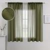 MIULEE Terracotta Linen Textured Sheer Curtains 2 Panels for Bedroom/Living Room Semi Transparent Voile Rust Boho Farmhouse Fall Decor Window Drapes Rod Pocket, W 54 x L 90 Inches Long(Olive Green)