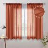 MIULEE Terracotta Linen Textured Sheer Curtains 2 Panels for Bedroom/Living Room Semi Transparent Voile Rust Boho Farmhouse Fall Decor Window Drapes Rod Pocket, W 54 x L 90 Inches Long(Terracotta)