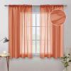 MIULEE Terracotta Linen Textured Sheer Curtains 2 Panels for Bedroom/Living Room Semi Transparent Voile Rust Boho Farmhouse Fall Decor Window Drapes Rod Pocket, W 54 x L 90 Inches Long(Burnt Orange)