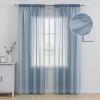 MIULEE Terracotta Linen Textured Sheer Curtains 2 Panels for Bedroom/Living Room Semi Transparent Voile Rust Boho Farmhouse Fall Decor Window Drapes Rod Pocket, W 54 x L 90 Inches Long(Dusty Blue)
