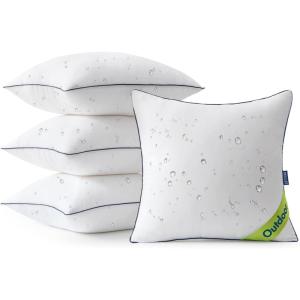MIULEE 18×18 Outdoor Pillows, Pack of 4 Water Resistant Waterproof Pillow Inserts Decorative Stuffer for Sofa Couch Patio and Garden(18×18 Inch (Pack of 4))