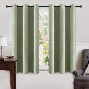 MIULEE 90 Inches Linen Textured Curtains for Bedroom 100% Blackout Thermal Insulated Natural Beige Grommet Room Darkening Curtains & Drapes Luxury Decor for Living Room Nursery 52 x 90 Inch (2 Panels)(Sage Green)