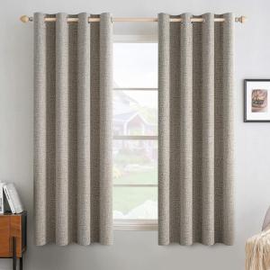 MIULEE 90 Inches Linen Textured Curtains for Bedroom 100% Blackout Thermal Insulated Natural Beige Grommet Room Darkening Curtains & Drapes Luxury Decor for Living Room Nursery 52 x 90 Inch (2 Panels)(Linen)