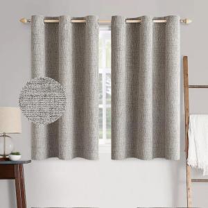MIULEE 90 Inches Linen Textured Curtains for Bedroom 100% Blackout Thermal Insulated Natural Beige Grommet Room Darkening Curtains & Drapes Luxury Decor for Living Room Nursery 52 x 90 Inch (2 Panels)(Warm Taupe)