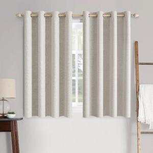 MIULEE 90 Inches Linen Textured Curtains for Bedroom 100% Blackout Thermal Insulated Natural Beige Grommet Room Darkening Curtains & Drapes Luxury Decor for Living Room Nursery 52 x 90 Inch (2 Panels)(Cream White)