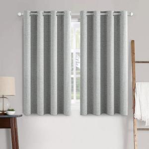 MIULEE 90 Inches Linen Textured Curtains for Bedroom 100% Blackout Thermal Insulated Natural Beige Grommet Room Darkening Curtains & Drapes Luxury Decor for Living Room Nursery 52 x 90 Inch (2 Panels)(Glacier Gray)