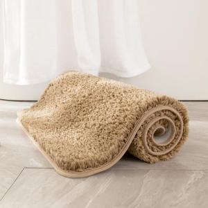 MIULEE Burnt Orange Extra Thick Non Slip Bathroom Rug Fall Shaggy Soft Bath Mat Plush Microfiber Absorbent Water for Shower Tub Machine Washable (16×24 Inches)(Camel)