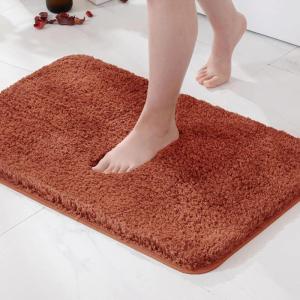 MIULEE Burnt Orange Extra Thick Non Slip Bathroom Rug Fall Shaggy Soft Bath Mat Plush Microfiber Absorbent Water for Shower Tub Machine Washable (16×24 Inches)(Rust)