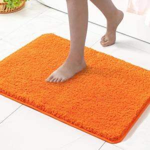 MIULEE Burnt Orange Extra Thick Non Slip Bathroom Rug Fall Shaggy Soft Bath Mat Plush Microfiber Absorbent Water for Shower Tub Machine Washable (16×24 Inches)(Orange)
