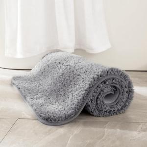 MIULEE Burnt Orange Extra Thick Non Slip Bathroom Rug Fall Shaggy Soft Bath Mat Plush Microfiber Absorbent Water for Shower Tub Machine Washable (16×24 Inches)(Grey)