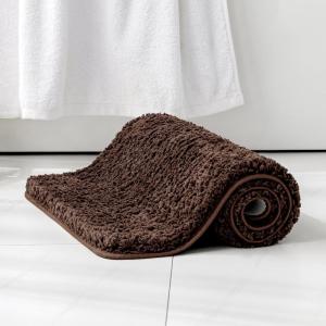 MIULEE Burnt Orange Extra Thick Non Slip Bathroom Rug Fall Shaggy Soft Bath Mat Plush Microfiber Absorbent Water for Shower Tub Machine Washable (16×24 Inches)(Brown)