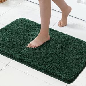 MIULEE Burnt Orange Extra Thick Non Slip Bathroom Rug Fall Shaggy Soft Bath Mat Plush Microfiber Absorbent Water for Shower Tub Machine Washable (16×24 Inches)(Dark Green)