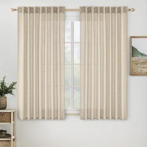 MIULEE Chocolate Brown Linen Curtains 90 Inch Long for Bedroom Living Room, Soft Thick Linen Textured Window Drapes Semi Sheer Light Filtering Back Tab Rod Pocket Burlap Look Decor, 2 Panels(Linen)