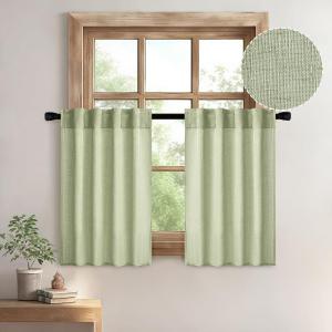 MIULEE Chocolate Brown Linen Curtains 90 Inch Long for Bedroom Living Room, Soft Thick Linen Textured Window Drapes Semi Sheer Light Filtering Back Tab Rod Pocket Burlap Look Decor, 2 Panels(Sage Green)