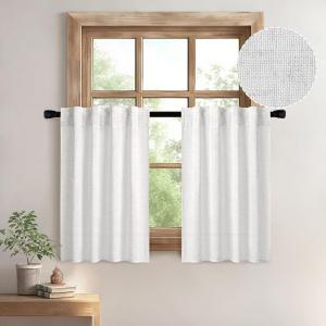 MIULEE Chocolate Brown Linen Curtains 90 Inch Long for Bedroom Living Room, Soft Thick Linen Textured Window Drapes Semi Sheer Light Filtering Back Tab Rod Pocket Burlap Look Decor, 2 Panels(Bleached Linen)