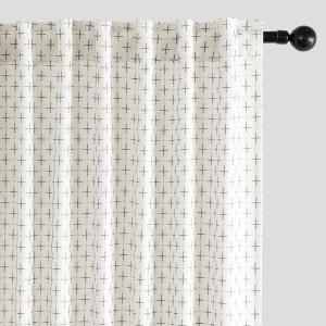 MIULEE Decorative Back Tab Linen Curtains with Geometric Pattern for Living Room Bedroom Farmhouse Rustic Thick Woven Textured Patterned Mudcloth Drapes 84 Inches Long 2 Panels Set, Olive Green(Pure White)