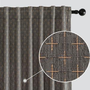 MIULEE Decorative Back Tab Linen Curtains with Geometric Pattern for Living Room Bedroom Farmhouse Rustic Thick Woven Textured Patterned Mudcloth Drapes 84 Inches Long 2 Panels Set, Olive Green(Dark Grey)