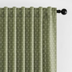 MIULEE Decorative Back Tab Linen Curtains with Geometric Pattern for Living Room Bedroom Farmhouse Rustic Thick Woven Textured Patterned Mudcloth Drapes 84 Inches Long 2 Panels Set, Olive Green(Sage)