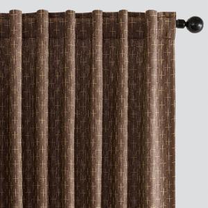 MIULEE Decorative Back Tab Linen Curtains with Geometric Pattern for Living Room Bedroom Farmhouse Rustic Thick Woven Textured Patterned Mudcloth Drapes 84 Inches Long 2 Panels Set, Olive Green(Dark Coffee)