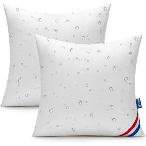 MIULEE Outdoor Pillows Pack of 2 12×20 Inch Outdoor Pillow Inserts Waterproof Decorative Throw Pillow Inserts, Rectangle Water Resistant Pillow for Garden Couch Furniture(18×18 Inch (Pack of 2))