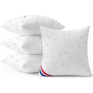 MIULEE Outdoor Pillows Pack of 4 18×18 Inch Outdoor Pillow Inserts Waterproof Decorative Throw Pillow Inserts, Square Water Resistant Pillow for Garden Couch Furniture(16×16 Inch (Pack of 4))