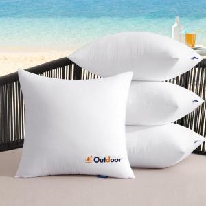 MIULEE Outdoor Pillows Set of 4 18×18 Waterproof Throw Pillow Inserts, Decorative Water Resistant Pillow Cushion for Patio and Garden(18×18 Inch (Pack of 4))